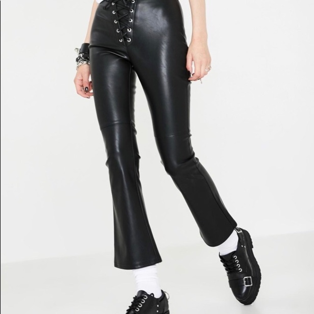 Dollskill faux leather immortal menace flare pants - Picture 2 of 7